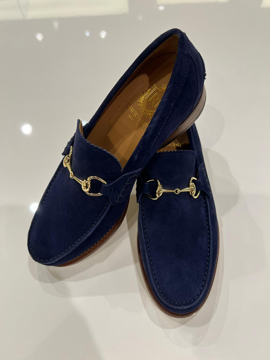 Horsebit-Loafer Kalbsveloursleder Marineblau