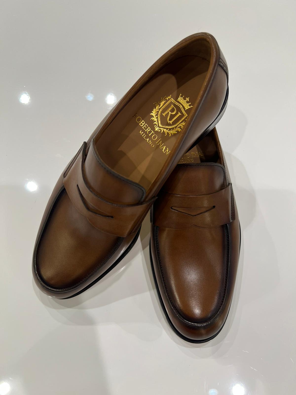 Penny-Loafer Glattleder Cognacbraun