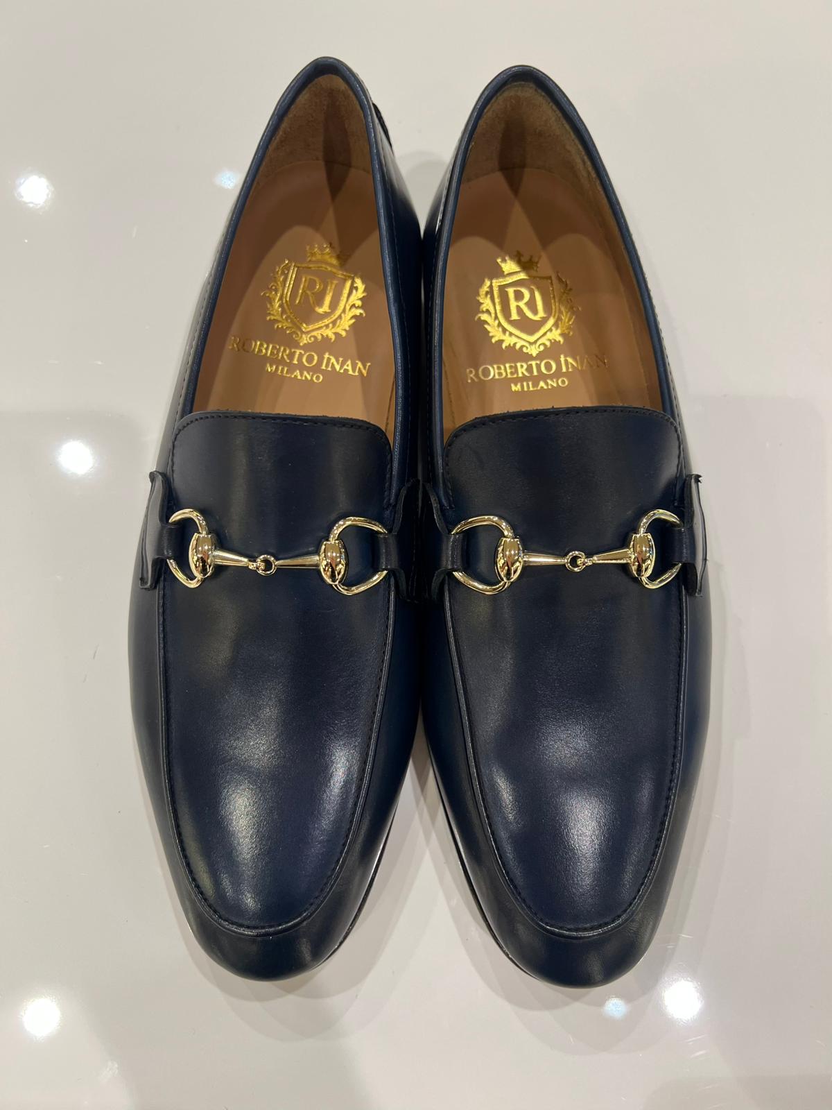 Horsebit-Loafer Glattleder Marineblau