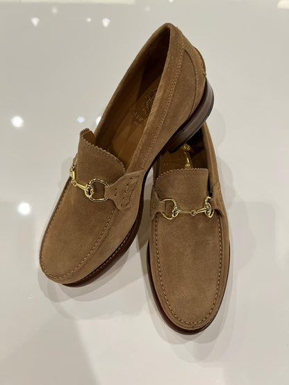 Horsebit-Loafer Kalbsveloursleder Sand