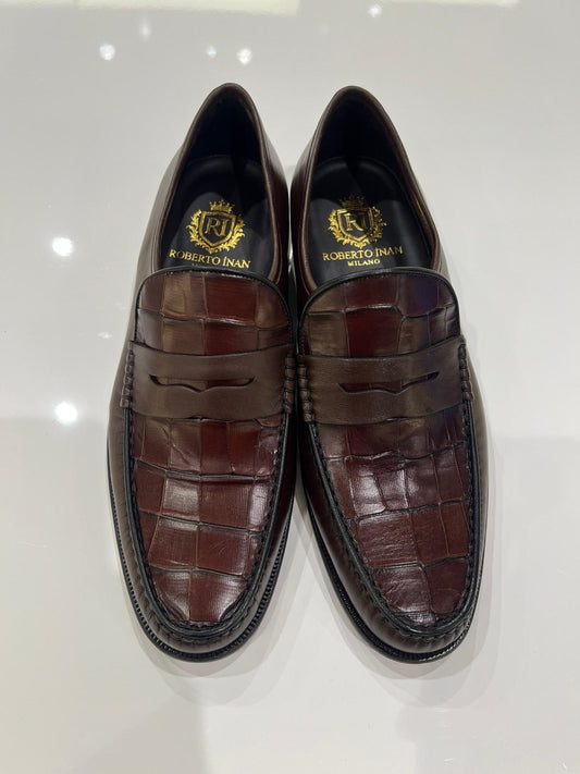 Penny-Loafer Kroko Dunkelbraun
