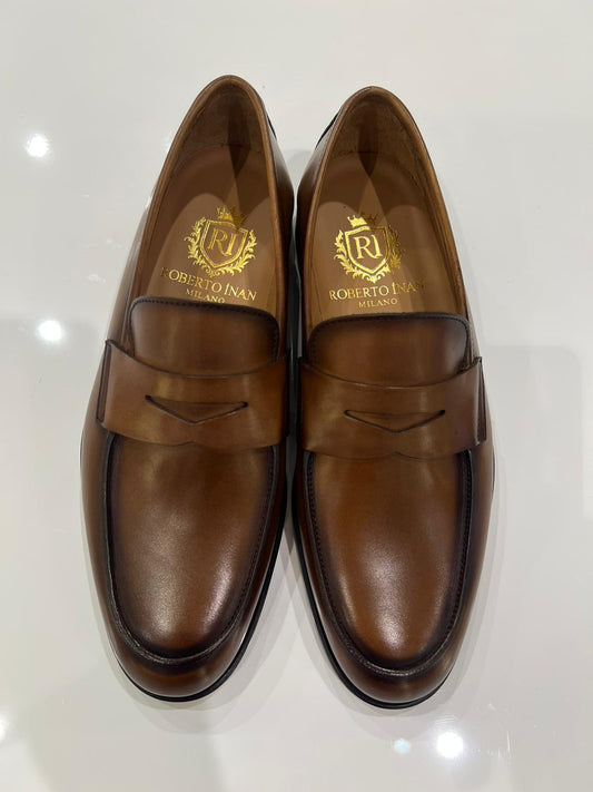 Penny-Loafer Glattleder Cognacbraun