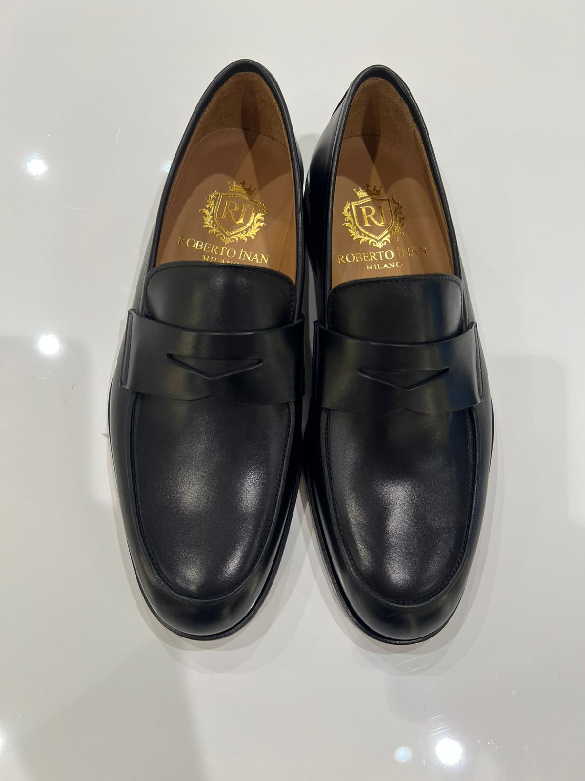 Penny-Loafer Glattleder Schwarz