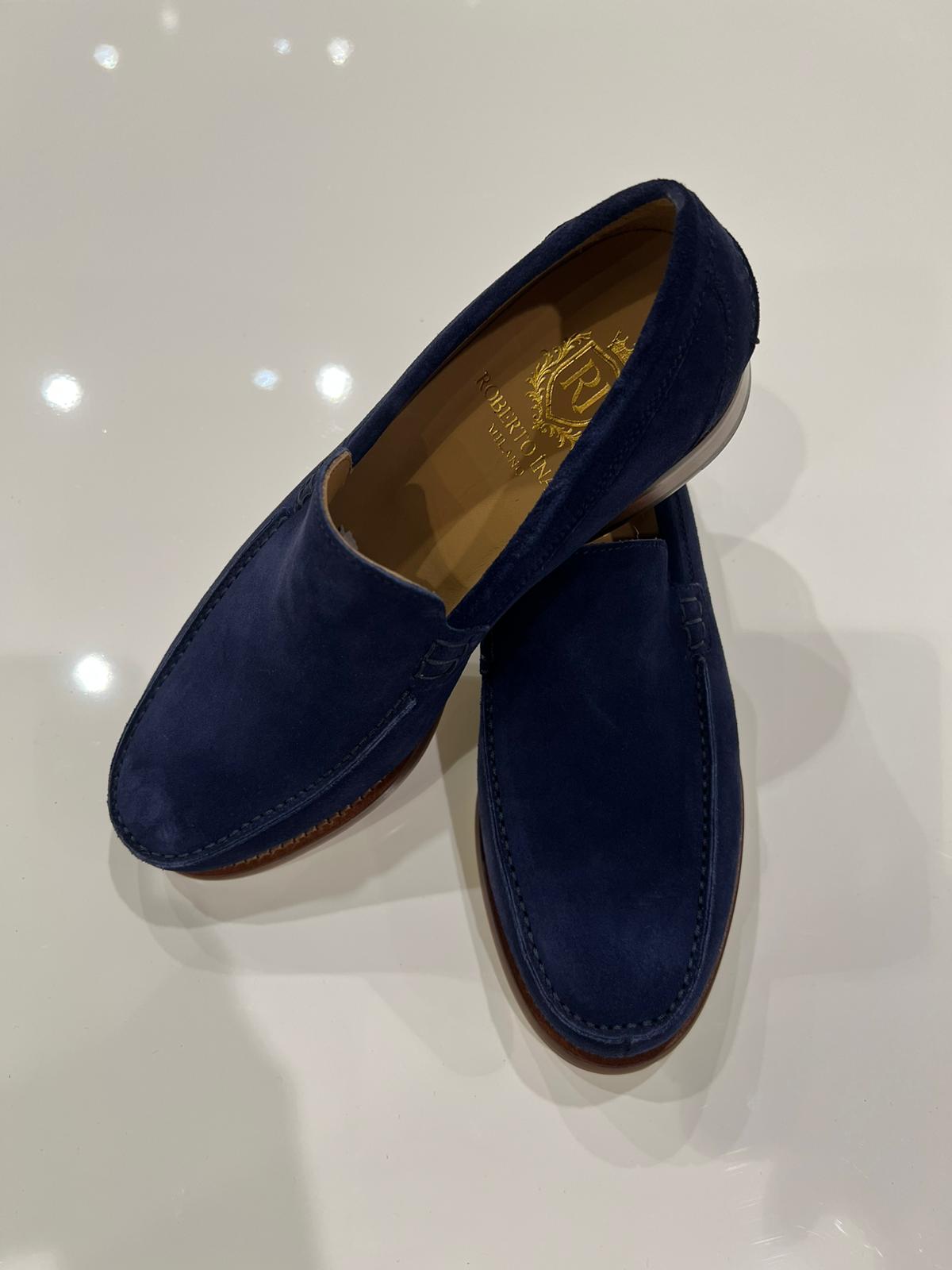 Yacht-Loafer Kalbsveloursleder Marineblau